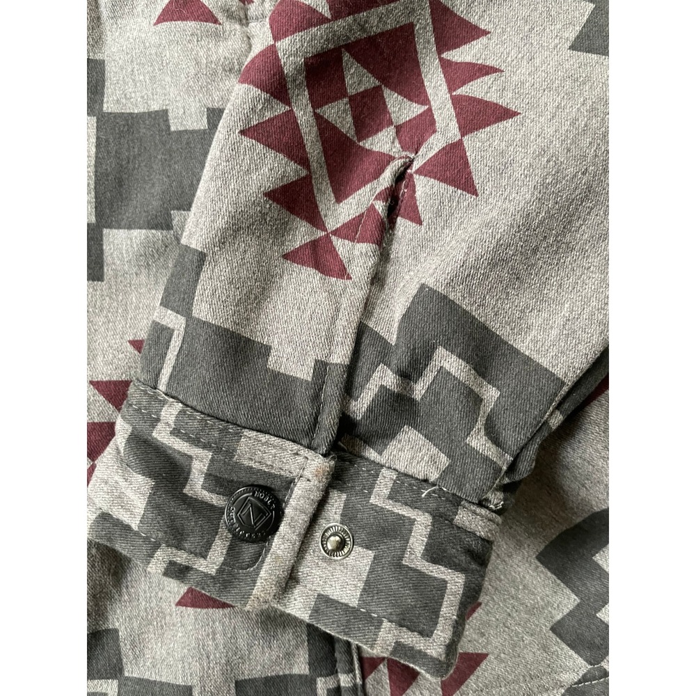 Noble Outfitters Womens XXL Hooded Flannel Jacket Grey Southwestern Aztec Lined - Picture 9 of 16
